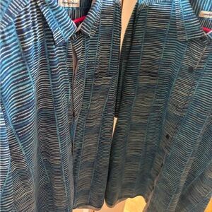 Tommy Bahama Blue and Green Striped Shirt